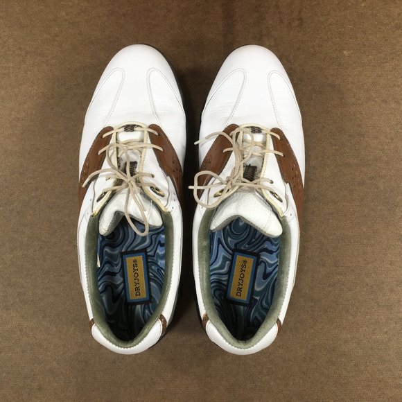 Footjoy DryJoy Golf Shoes Mens Size 9M White Brown Leather 53753 - Picture 4 of 10